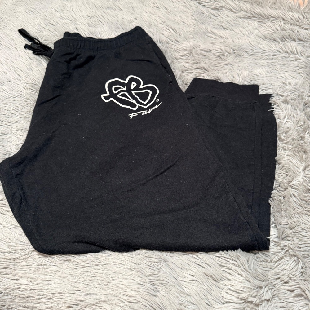 FUBU Mens Black FB Logo Sweatpants Joggers Size 2XL 50-52 Streetwear Retro